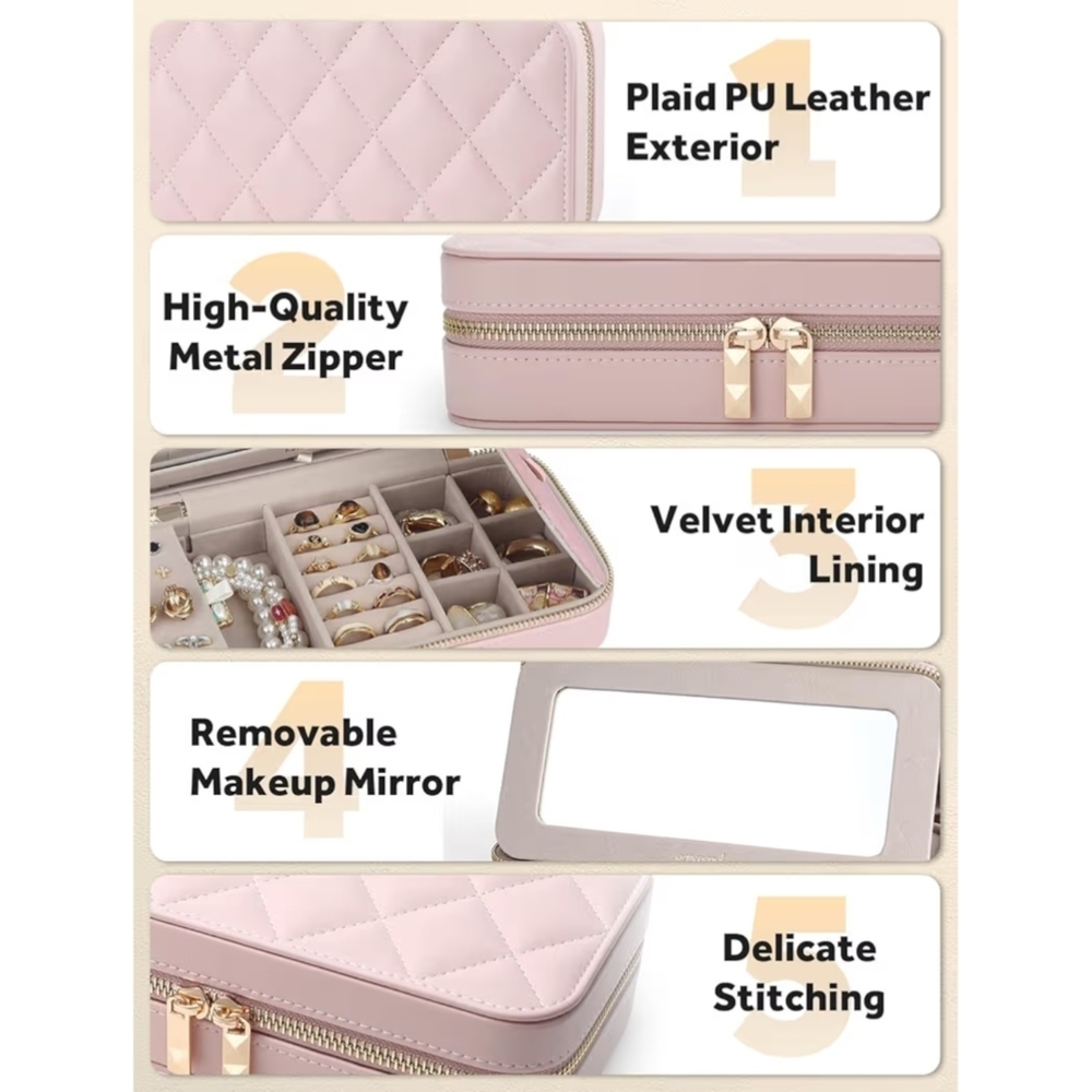 Jewelry Organizer - Pink Quilted Travel Bag - NWT - Picture 3 of 3